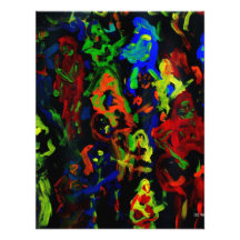 Abstract musician collage bright colours on black custom invitations