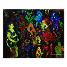 Abstract musician collage bright colours on black art photo