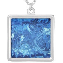 Abstract - Paint - Ocean Deep Personalized Necklace