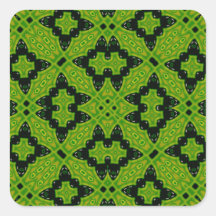 Abstract Pattern 23 green black Square Stickers