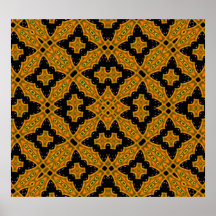 Abstract Pattern Orange black Poster
