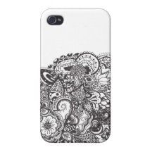 Abstract pen and ink doodle iPhone 4 cases