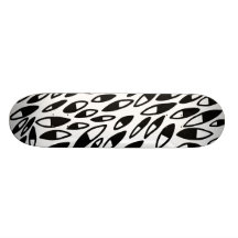 Abstract Petals - Black on Wood Custom Skateboard