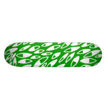 Abstract Petals - White on Dk Green Skate Deck