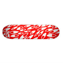 Abstract Petals - White on Red Custom Skate Board