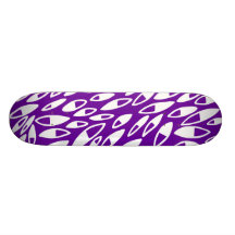 Abstract Petals - White on Violet Skate Boards