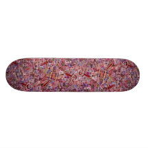 Abstract Postage stamps and magnifiers Skate Boards
