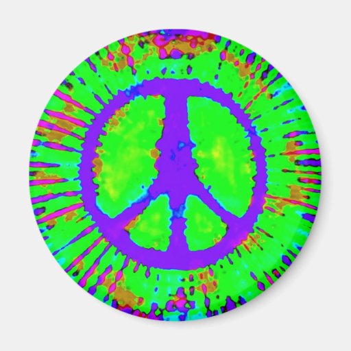 Abstract Psychedelic Tie-Dye Peace Sign Refrigerator Magnet