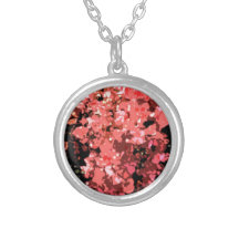 Abstract Red Bougainville Flowers Personalized Necklace