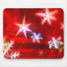 Abstract Red Holiday Snowflake Christmas Design Mouse Pad