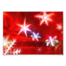 Abstract Red Holiday Snowflake Christmas Design Photographic Print