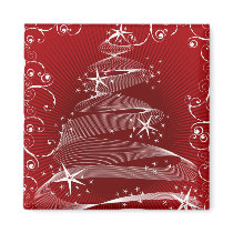 Abstract Red X'mas Tree & Swirls Gift Magnet
