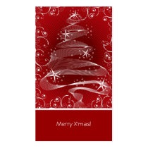 Abstract Red X'mas Tree & Swirls Mini Greeting Tag