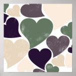 Abstract Retro Hearts Posters
