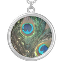 Abstract Rock Peacock Feather necklaces