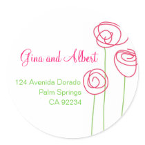 Abstract Roses Address Labels Round Stickers