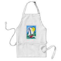 Abstract Sailboat and Sun Stamp Aprons