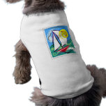 Abstract Sailboat and Sun Stamp Doggie T-shirt