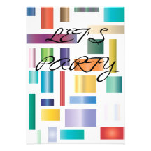 Abstract Shapes Let's Party Invitation