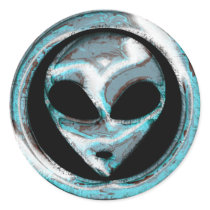 Abstract Space Alien Head Round Stickers