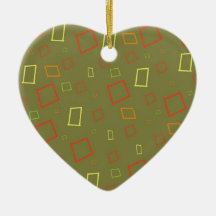 Abstract Squares Sage Heart Ornament