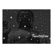 abstract  star constellations Praying Buddha Zen Personalized Invitation
