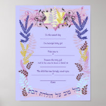 Abstract Star Jewish Baby Naming Birth Certificate Print