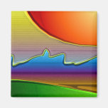 Abstract Sun Over Waves Art Refrigerator Magnet