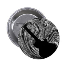 Abstract Swirls Guitar Button, Black & White