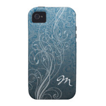 Abstract Swirls on teal with Monogram Case-Mate iPhone 4 Case