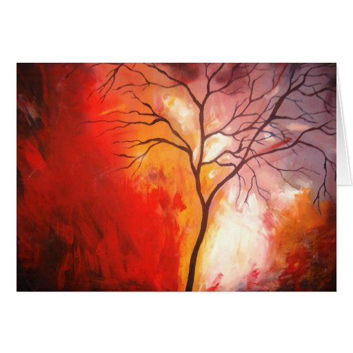 Abstract Tree Canvas Painting Card