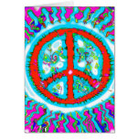 Abstract Trippy Peace Sign Greeting Cards