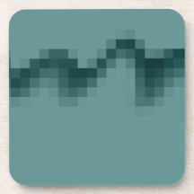 Abstract Wave of Squares Design in Green. Beverage Coasters