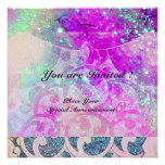 ABSTRACT WAVES Teal Blue,Purple Pink Wedding Invitation