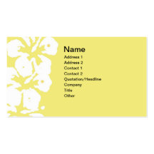 Abstract White Hibiscus Flowers on Yellow Business Card Template