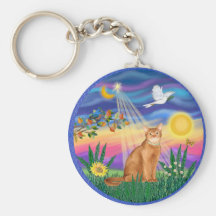 Abyssinian (red 18) - Twilight (horiz) Keychains