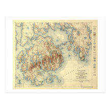 Acadia National ParkTopographic Panoramic Map Postcards