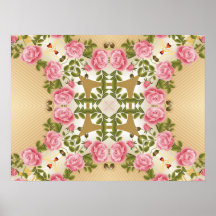 Accents d'or de roses démodés posters