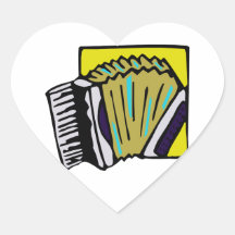 Accordian Graphic #3 Musical Instrument Design Heart Stickers