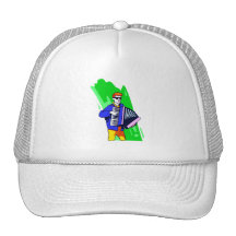 Accordian Player Blue Suit Graphic Mesh Hat