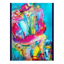 ACCORDION PLAYER IN THE NIGHT POSTCARD