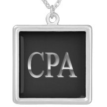 Accountant CPA Black Silver Necklace