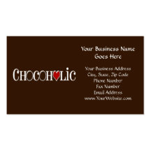 Accro du chocolat, amant de chocolat avec le coeur carte de visite