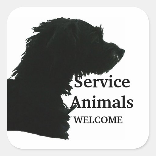 Accueil d'animaux de service autocollant carré