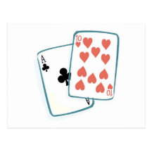 Ace and Ten of Hearts Playing Cards Postcard