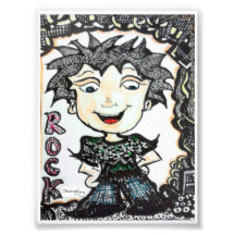 ACEO 4x5.4 Rocker Cartoon with Zentangle Art Photographic Print