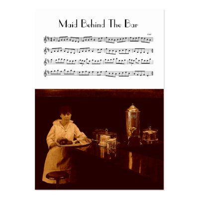 ACEO ATC Maid Behind The Bar Irish Music Reel Business Cards by DigitalDreambuilder