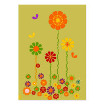 ACEO RETRO FLOWERS TRADING CARDS BUSINESS CARDS