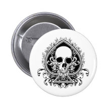 Aces Skull Pinback Buttons