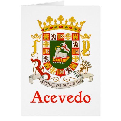Acevedo Shield of Puerto Rico Greeting Cards by NameGame